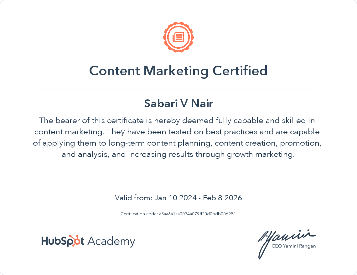 Content Marketing- Sabari V Nair